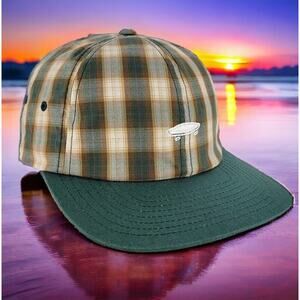 VANS Salton II 6 Panel Green Plaid Strapback Skateboard Hat Cap NEW Fast Ship